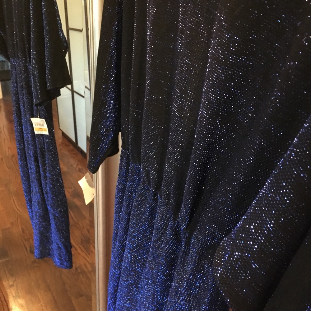 Zara metallic blue dress V neck size S - Picture 2 of 7
